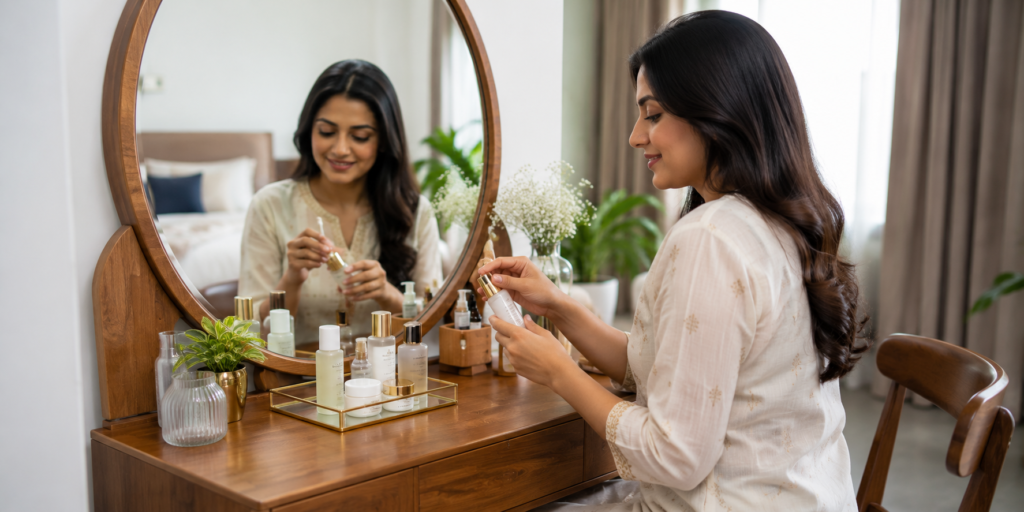 dressing table with mirror